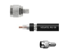 Кабельная сборка VEGATEL RG-58 A/U Cu (ГОСТ, PE, черный) (SMA-male - N-male) 2м